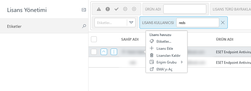 Lisans Yönetimi'nde lisansları kaldırın.