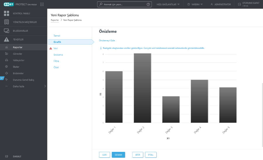 Yeni Rapor Şablonu için grafik ön izlemesi Yeni Rapor Şablonu için grafik ön izlemesi