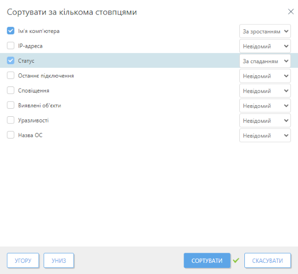 Сортувати за кількома стовпцями