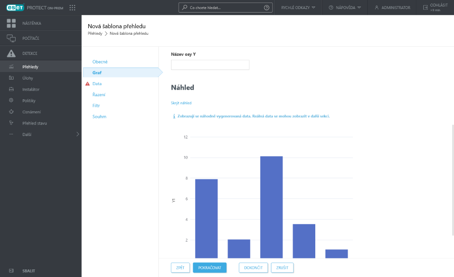 Náhled grafu pro novou šablonu přehledu