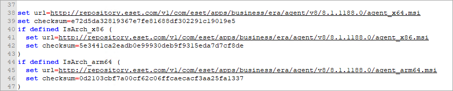 Der ursprüngliche Code des Installations-Skripts für Agenten Der ursprüngliche Code des Installations-Skripts für Agenten
