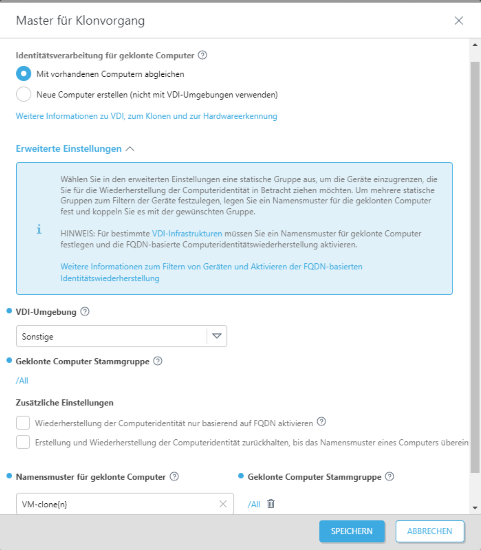Benachrichtigung „Master für Klonvorgang“ Benachrichtigung „Master für Klonvorgang“
