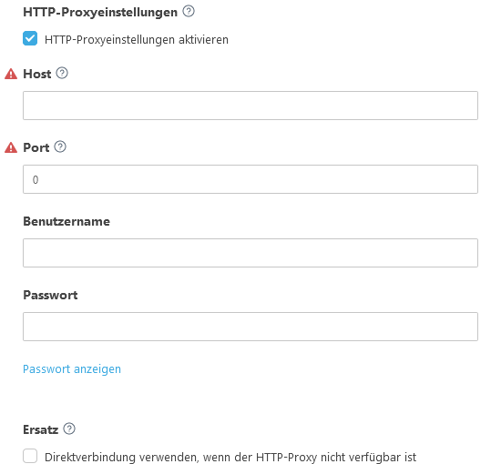 HTTP-Proxyeinstellungen HTTP-Proxyeinstellungen