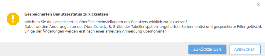 Gespeicherten Benutzerstatus zurücksetzen