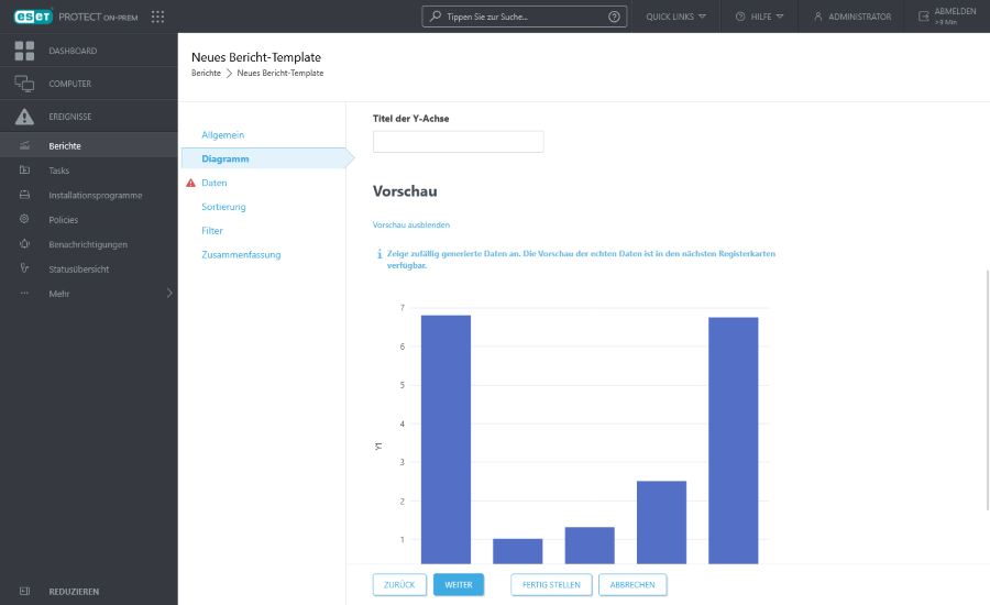Diagrammvorschau für „Neues Bericht-Template“ Diagrammvorschau für „Neues Bericht-Template“