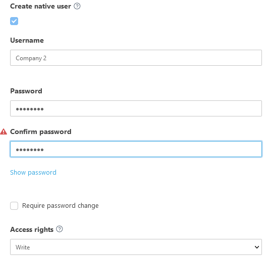 Create native user. Create native user.