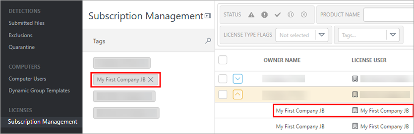 Tags in Subscription Management