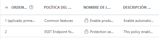 El orden de las políticas aplicadas