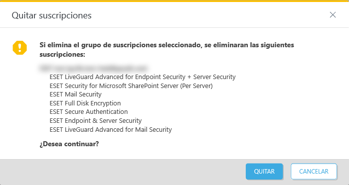 Quitar una suscripción seleccionada Quitar una suscripción seleccionada