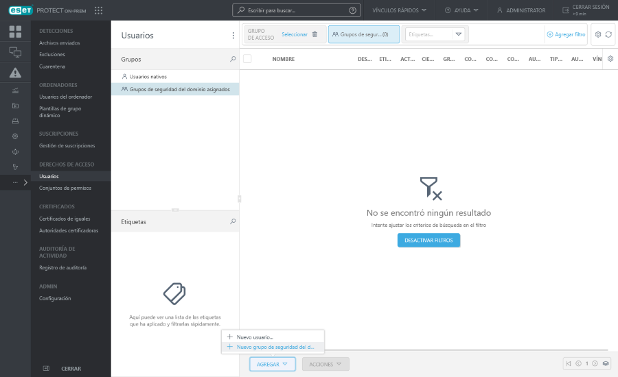 Nuevo grupo de seguridad del dominio asignado Nuevo grupo de seguridad del dominio asignado