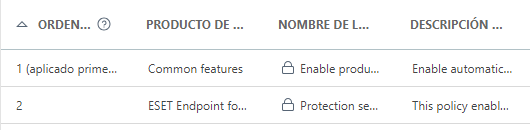 El orden de las políticas aplicadas El orden de las políticas aplicadas