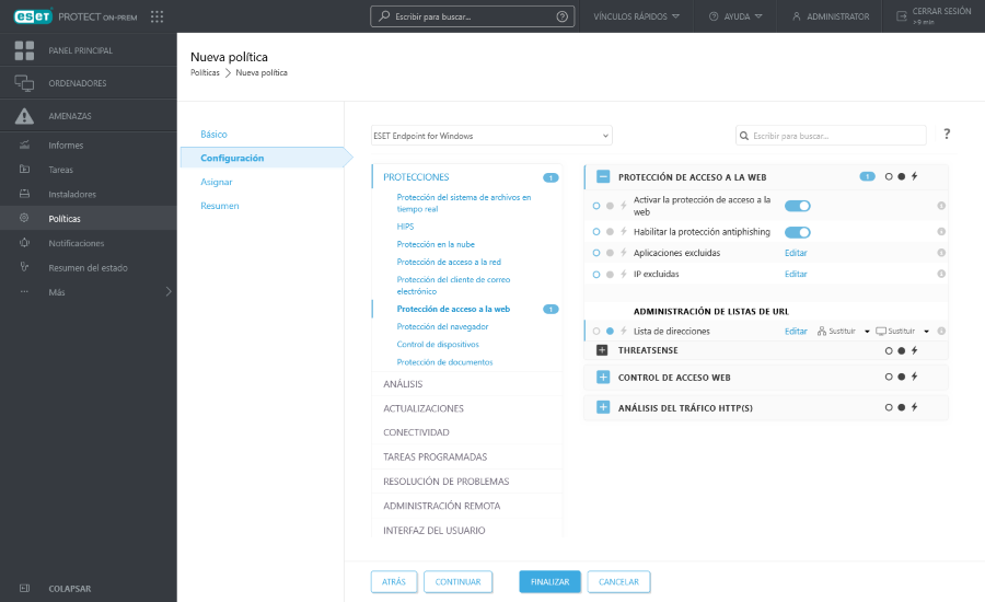 Protecciones en la configuración de la nueva política