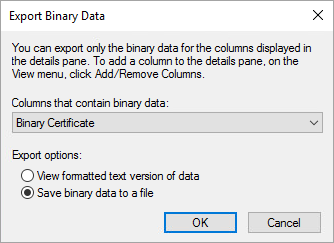 Exporte datos binarios.