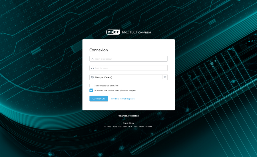 Écran de connexion ESET PROTECT On-Prem