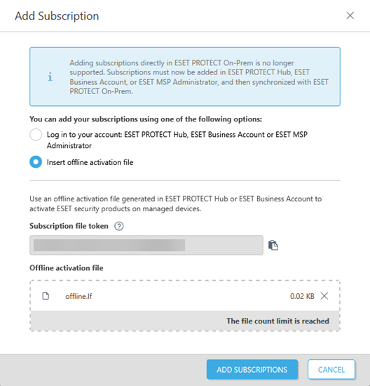 Ajoutez un fichier d’activation hors ligne. Ajoutez un fichier d’activation hors ligne.