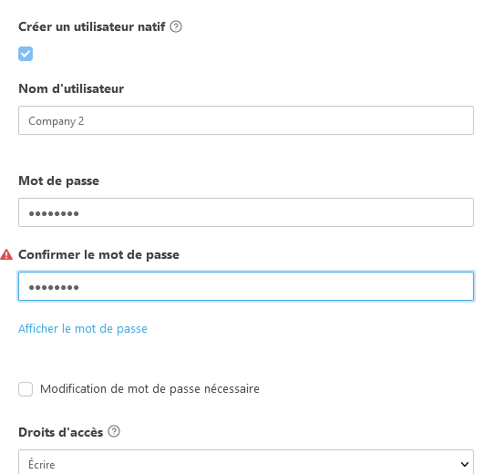 Créer un utilisateur natif Créer un utilisateur natif