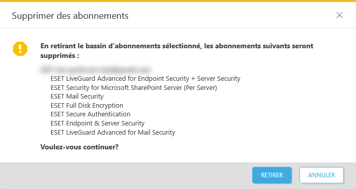Suppression d’un abonnement sélectionné Suppression d’un abonnement sélectionné