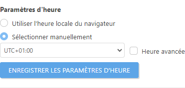 Paramètres d'heure Paramètres d'heure