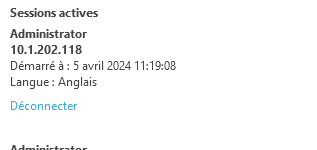 Sessions actives Sessions actives