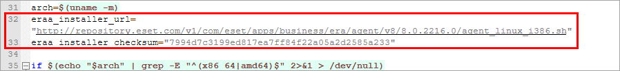 Chemin d'installation d'origine dans le programme d'installation du script de l'Agent Linux Chemin d'installation d'origine dans le programme d'installation du script de l'Agent Linux