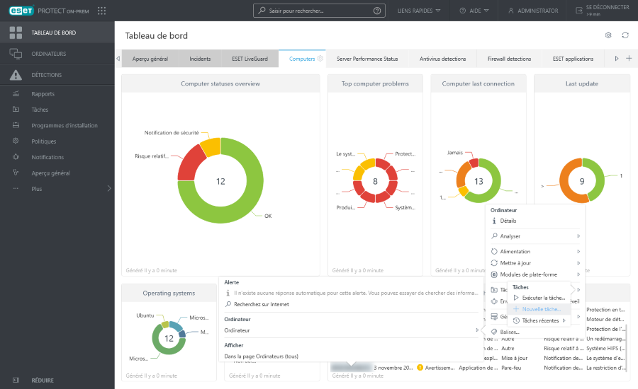 Onglet Ordinateurs dans Tableau de bord Onglet Ordinateurs dans Tableau de bord