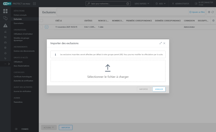 Sélectionner le fichier à charger