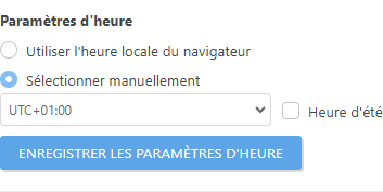 Paramètres d'heure Paramètres d'heure