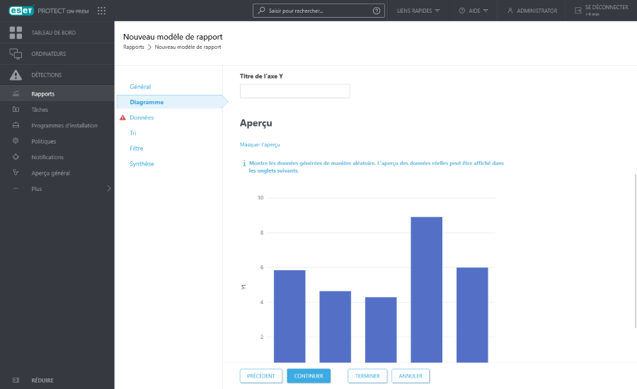Aperçu du graphique pour le nouveau modèle de rapport