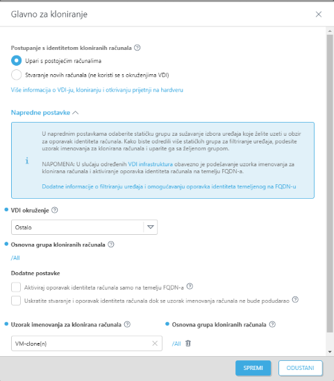Obavijest Master za kloniranje