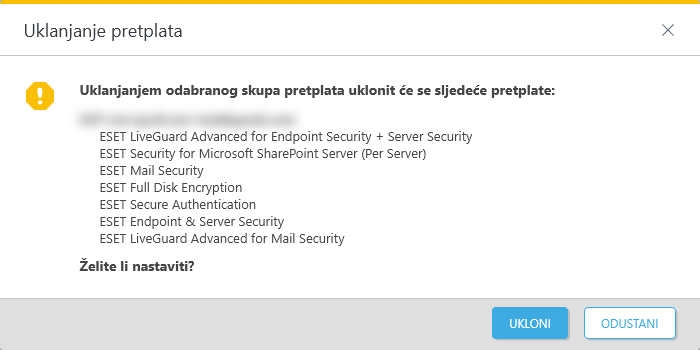 Uklanjanje odabranih pretplata