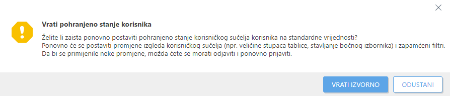 Vrati pohranjeno stanje korisnika Vrati pohranjeno stanje korisnika