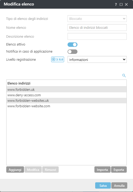 Esempio di modifica di elenco. Esempio di modifica di elenco.