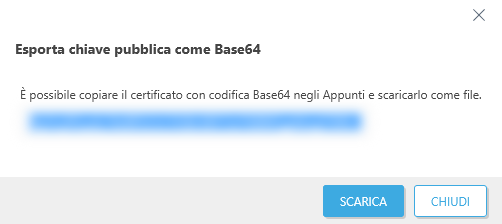 Esporta chiave pubblica come Base64