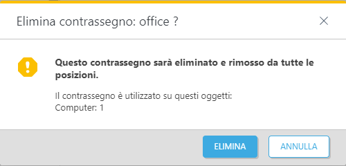 Elimina contrassegno Elimina contrassegno