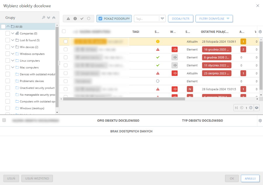 Wybierz obiekty docelowe. Wybierz obiekty docelowe.
