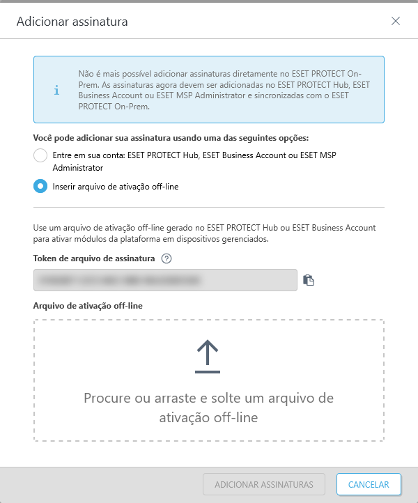 Adicione um arquivo de ativação off-line.