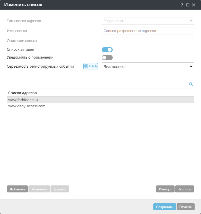 Пример изменения списка. Пример изменения списка.