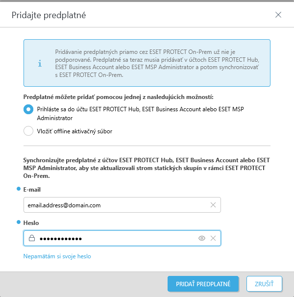 Pridať predplatné