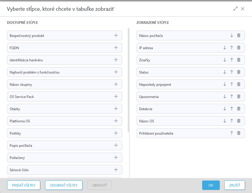 Upravte stĺpce. Upravte stĺpce.
