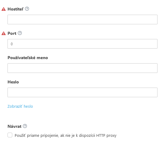 HTTP proxy nastavenia
