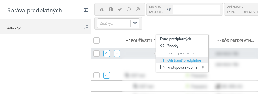 Odstránenie predplatného zo správy predplatných Odstránenie predplatného zo správy predplatných