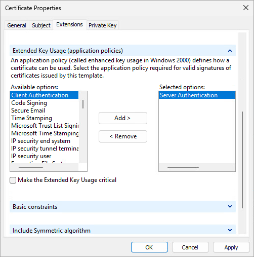 Sekcia Extended Key usage Sekcia Extended Key usage