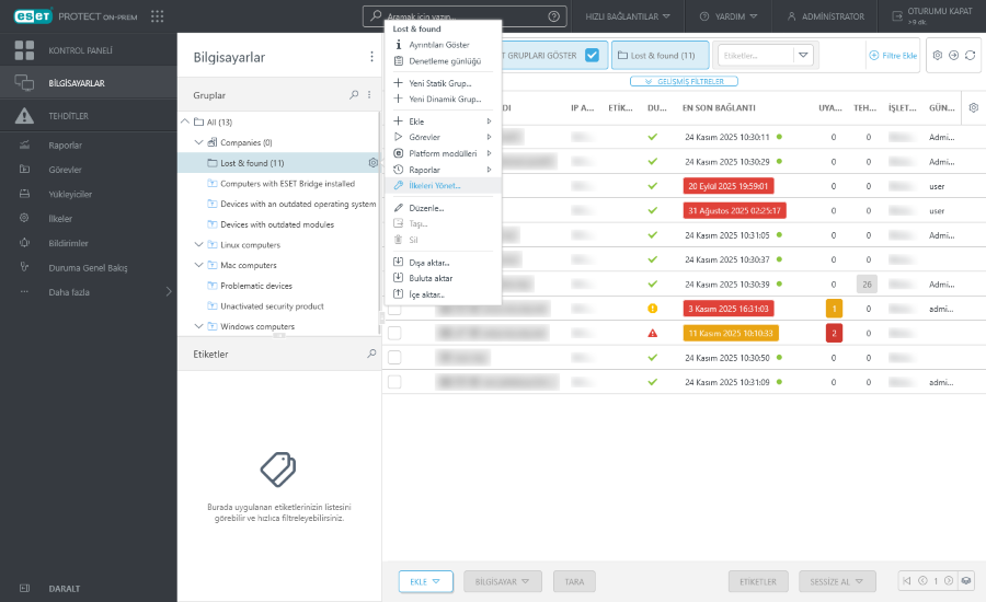 Bilgisayarlar bölümündeki İlkeleri Yönet'i tıklayın.