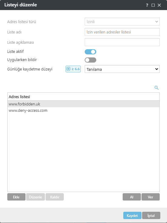 Liste örneğini düzenleyin.