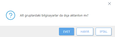 Alt gruptaki bilgisayarları dışa aktarın.