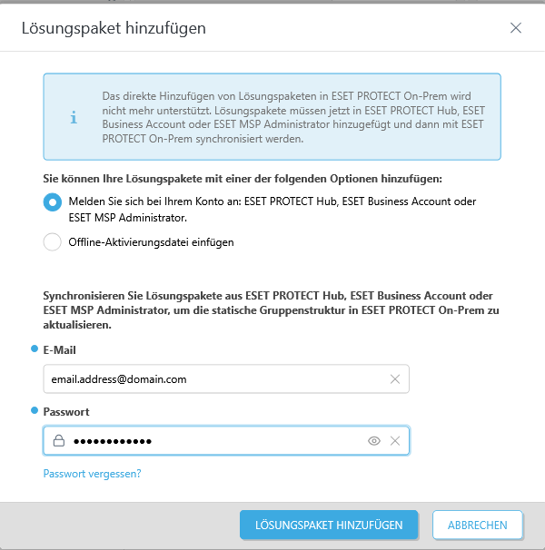 Lösungspaket hinzufügen.