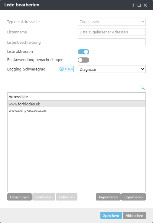 Beispiel für das Bearbeiten einer Liste.