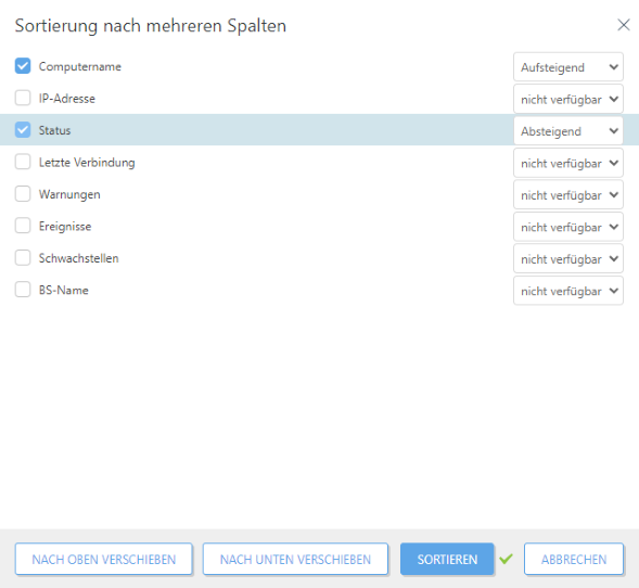 Sortierung nach mehreren Spalten Sortierung nach mehreren Spalten