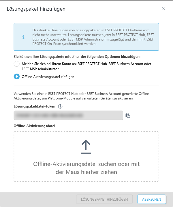 Offline-Aktivierungsdatei hinzufügen