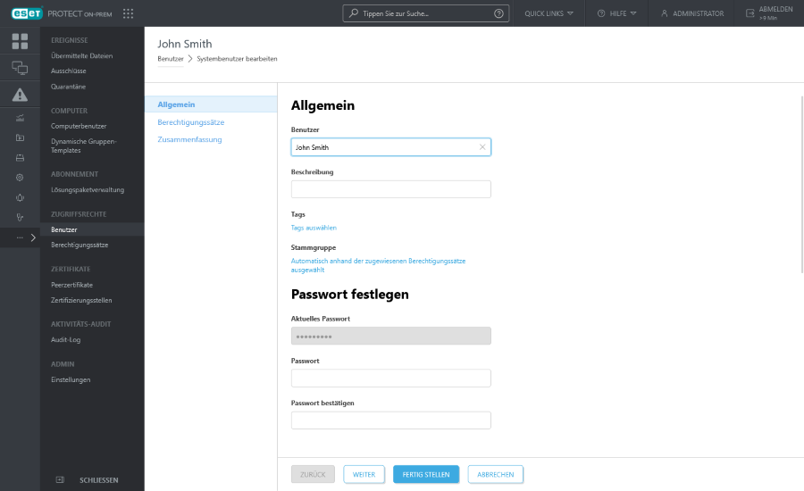 Systembenutzer bearbeiten Systembenutzer bearbeiten